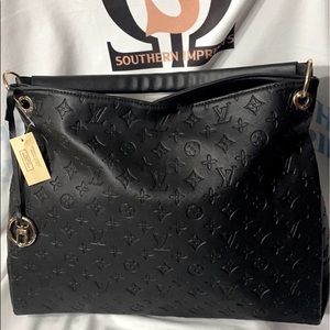 Artsy Black embossed designer cowhide leather